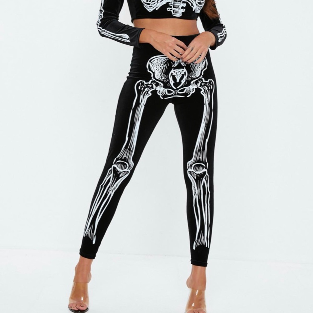 Black velvet skeleton pants
